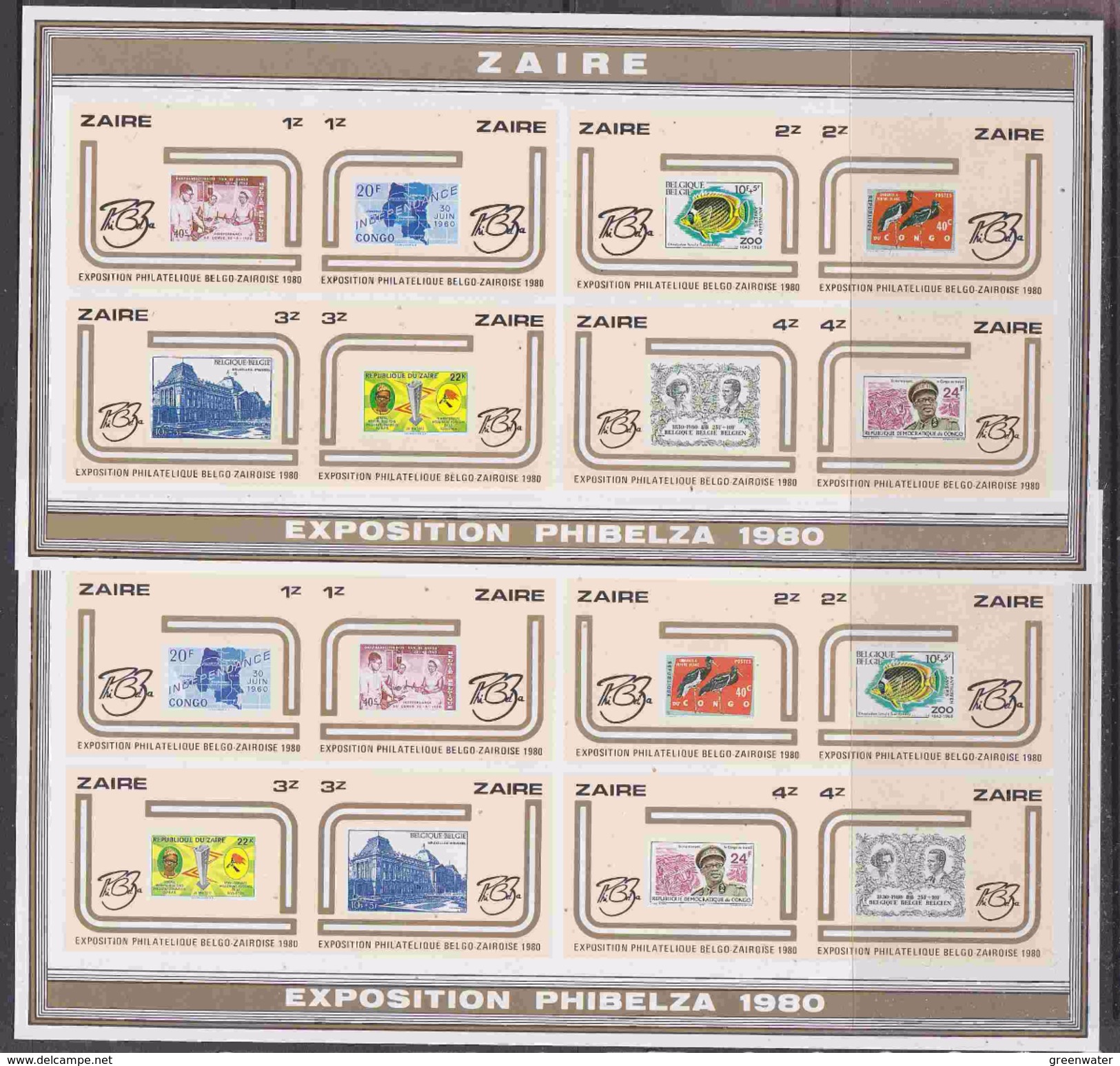Zaire 1980 Phibelza 2 M/s (with 2x8v Imperforated) ** Mnh (35277) PROMOTION - Ongebruikt