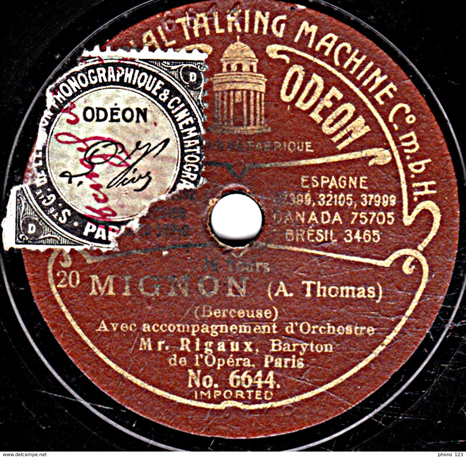 78 T - 19 Cm.- état B - Matthe Bakkers Et M. Rigaux - MIGNON - Duo Des Hirondelles - Berceuse - 78 Rpm - Schellackplatten