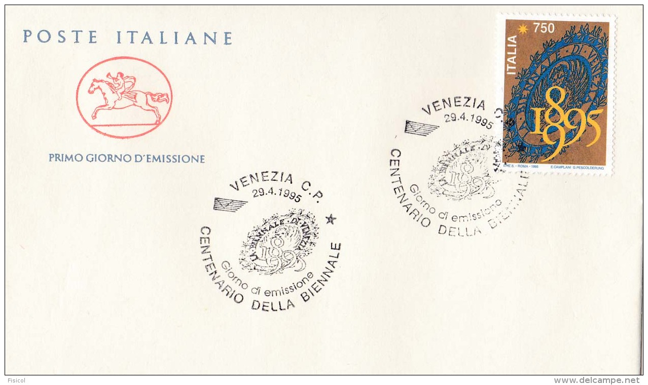 1995 ITALIA - 04 CENTENARIO DELLA BIENNALE - FDC CAVALLINO - ANNULLO VENEZIA C.P. - FDC