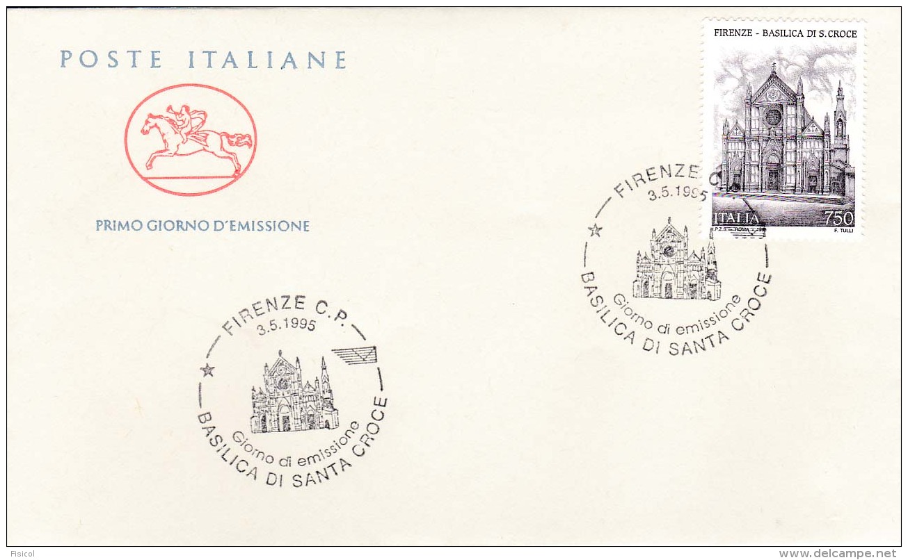 1995 ITALIA - 05 BASILICA DI S. CROCE - FDC CAVALLINO - ANNULLO FIRENZE C.P. - FDC