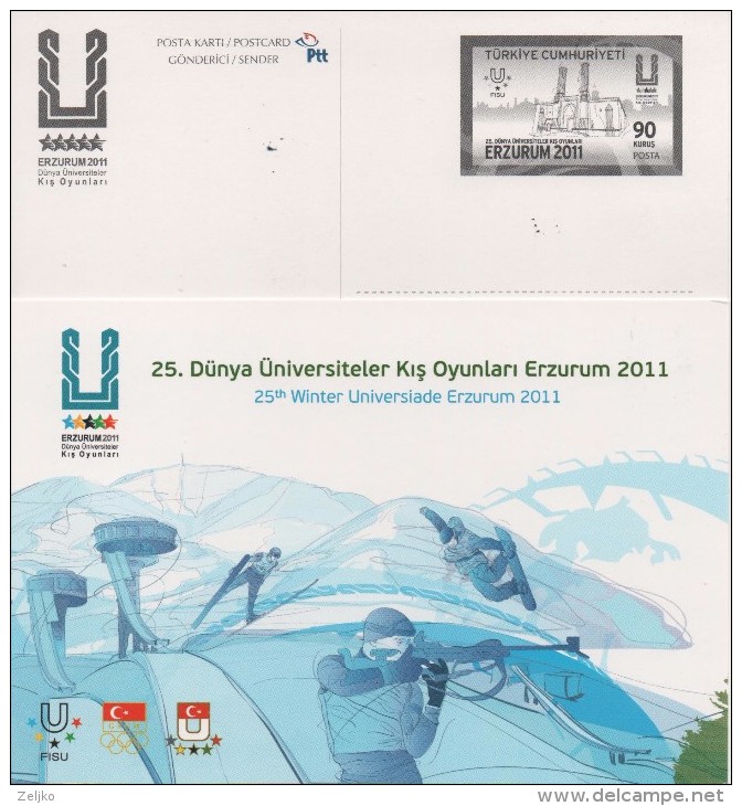 Turkey, Winter Univerziada 2011, Ski Flights, Biathlon, Snowboarding, Stationery - Postal Stationery