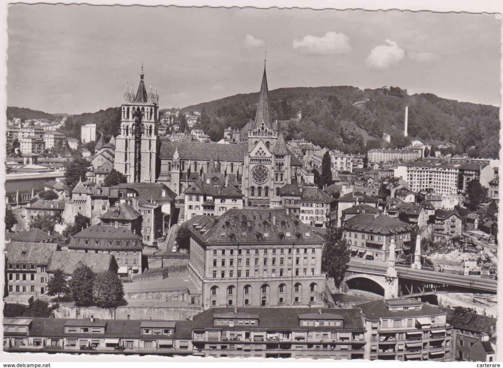 CARTE PHOTO AERIENNE PERROCHET,SUISSE ,Helvetia,Swiss,schweiz,switzerland,vaud,LAUSANNE, LOSANNA,CATHEDRALE,PONT - Lausanne