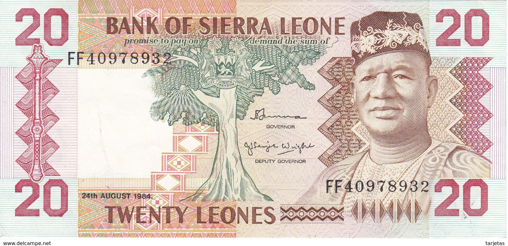 BILLETE DE SIERRA LEONA DE 20 LEONES DEL AÑO 1984 EN CALIDAD EBC (XF)    (BANKNOTE) - Sierra Leona