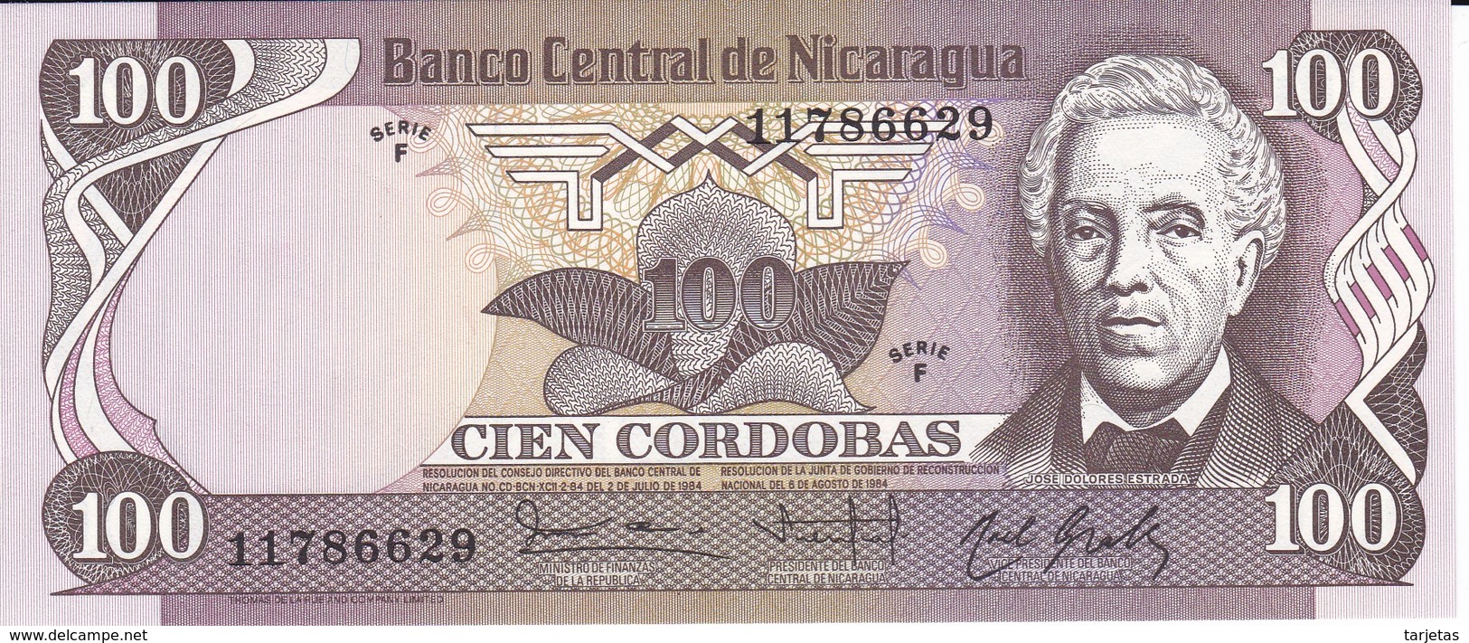 BILLETE DE NICARAGUA DE 100 CORDOBAS DEL AÑO 1984 (BANKNOTE) SIN CIRCULAR-UNCIRCULATED - Nicaragua