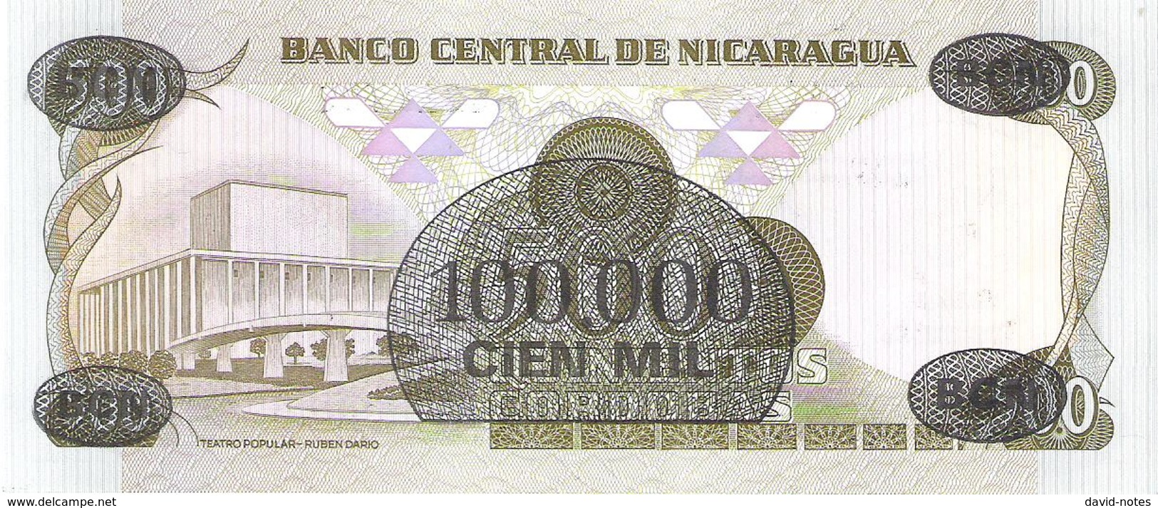 Nicaragua - Pick 149 - 100.000 (100000) = 500 Cordobas 1985 - AUnc - Nicaragua
