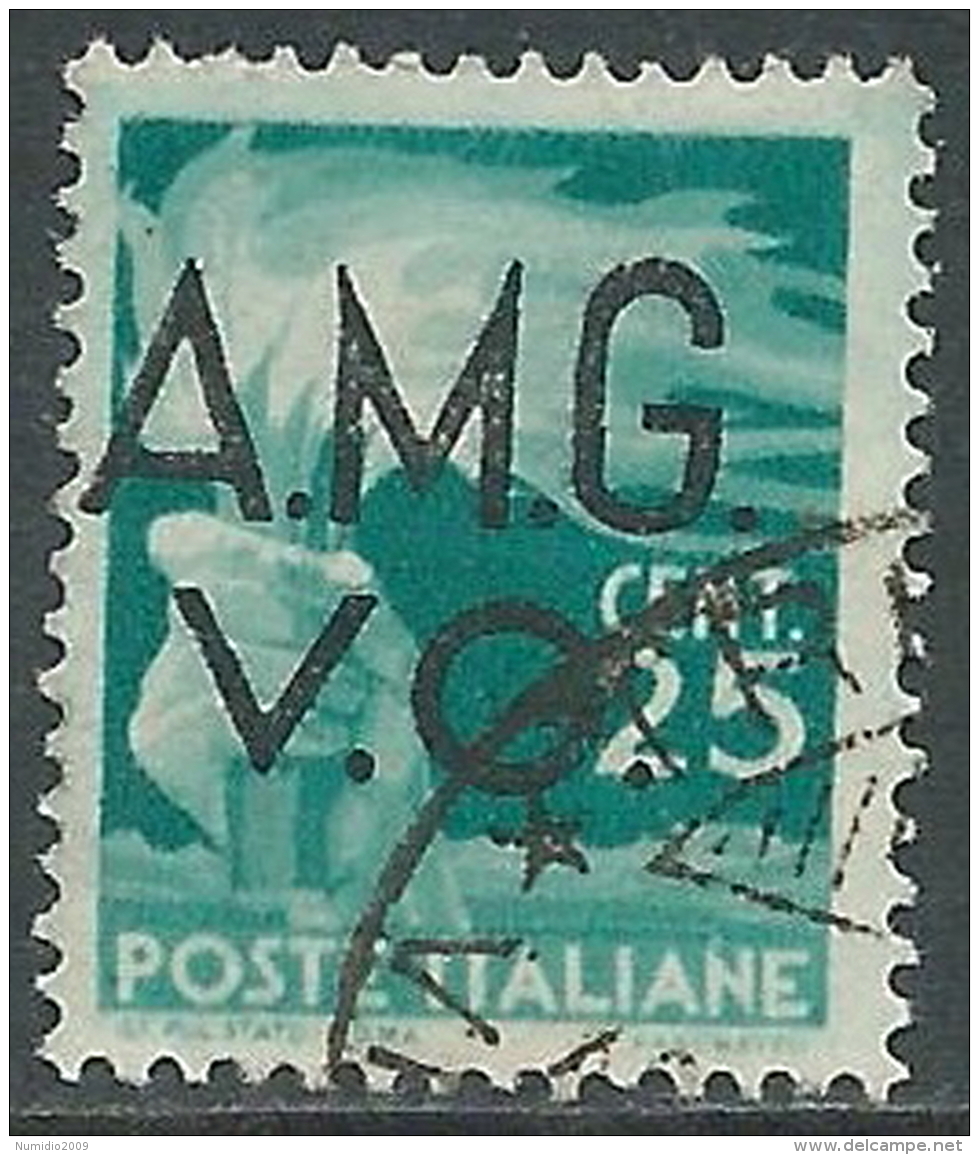 1945-47 TRIESTE AMG VG USATO DEMOCRATICA 25 CENT - L6 - Usados