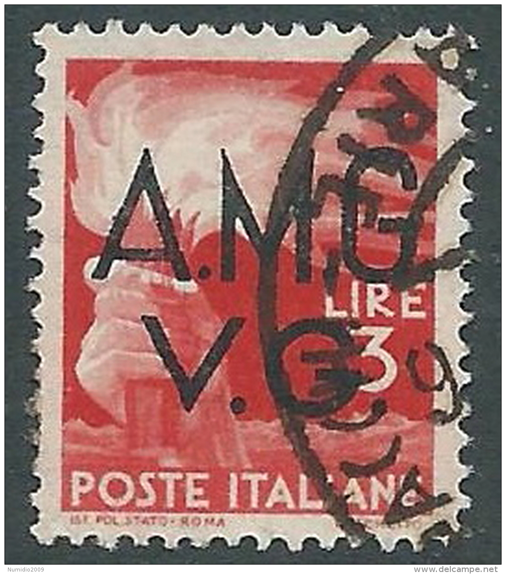 1945-47 TRIESTE AMG VG USATO DEMOCRATICA 3 LIRE - L13 - Gebraucht