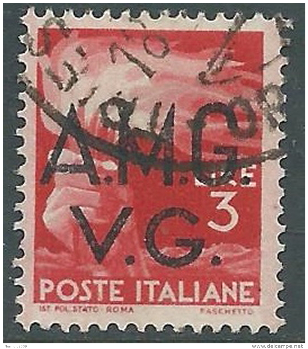 1945-47 TRIESTE AMG VG USATO DEMOCRATICA 3 LIRE - L16 - Oblitérés