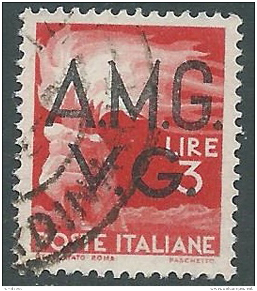 1945-47 TRIESTE AMG VG USATO DEMOCRATICA 3 LIRE - L18 - Gebraucht