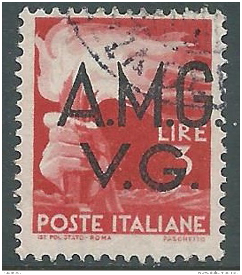 1945-47 TRIESTE AMG VG USATO DEMOCRATICA 3 LIRE - L22 - Oblitérés