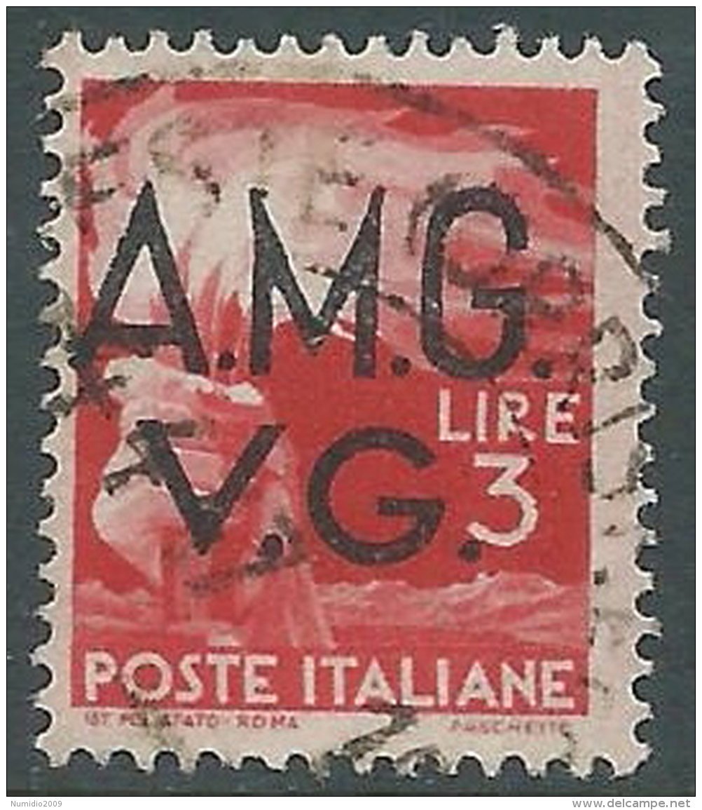 1945-47 TRIESTE AMG VG USATO DEMOCRATICA 3 LIRE - L25 - Gebraucht