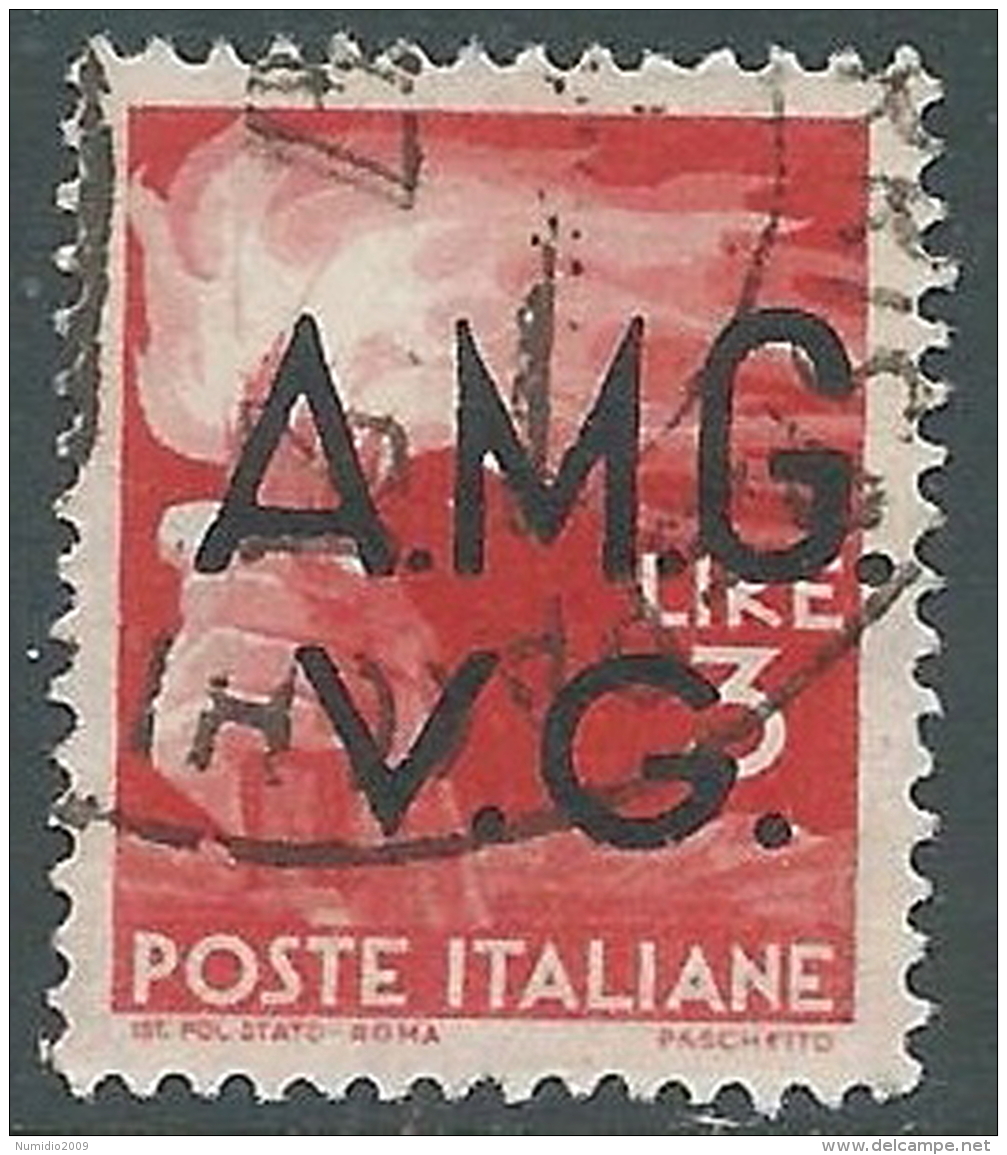 1945-47 TRIESTE AMG VG USATO DEMOCRATICA 3 LIRE - L31 - Oblitérés