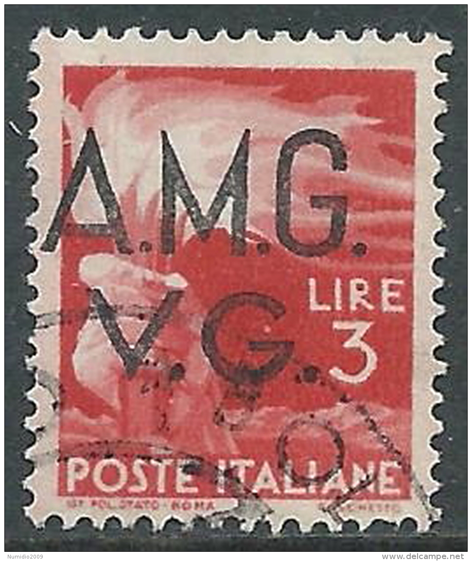 1945-47 TRIESTE AMG VG USATO DEMOCRATICA 3 LIRE - L34 - Gebraucht