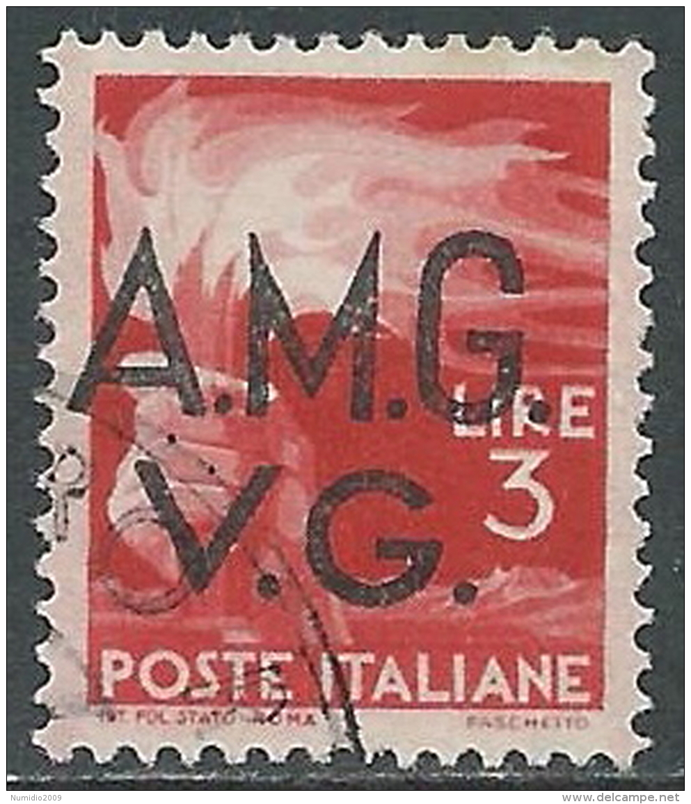 1945-47 TRIESTE AMG VG USATO DEMOCRATICA 3 LIRE - L38 - Gebraucht