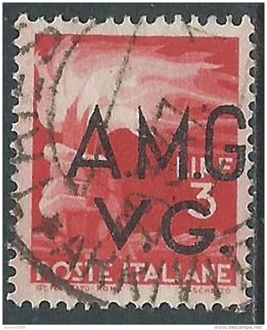 1945-47 TRIESTE AMG VG USATO DEMOCRATICA 3 LIRE VARIETà SOPRASTAMPA - L39 - Used