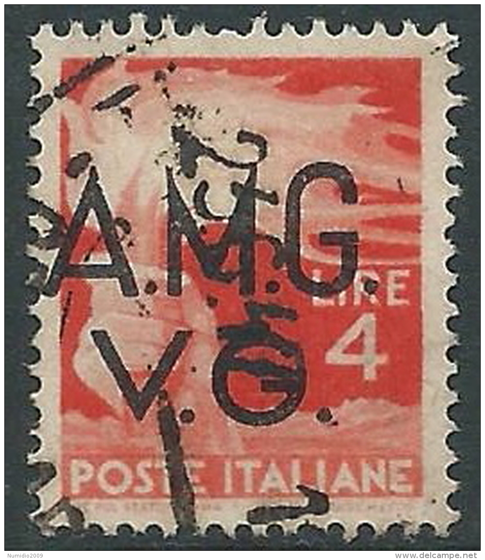 1945-47 TRIESTE AMG VG USATO DEMOCRATICA 4 LIRE - L10 - Used