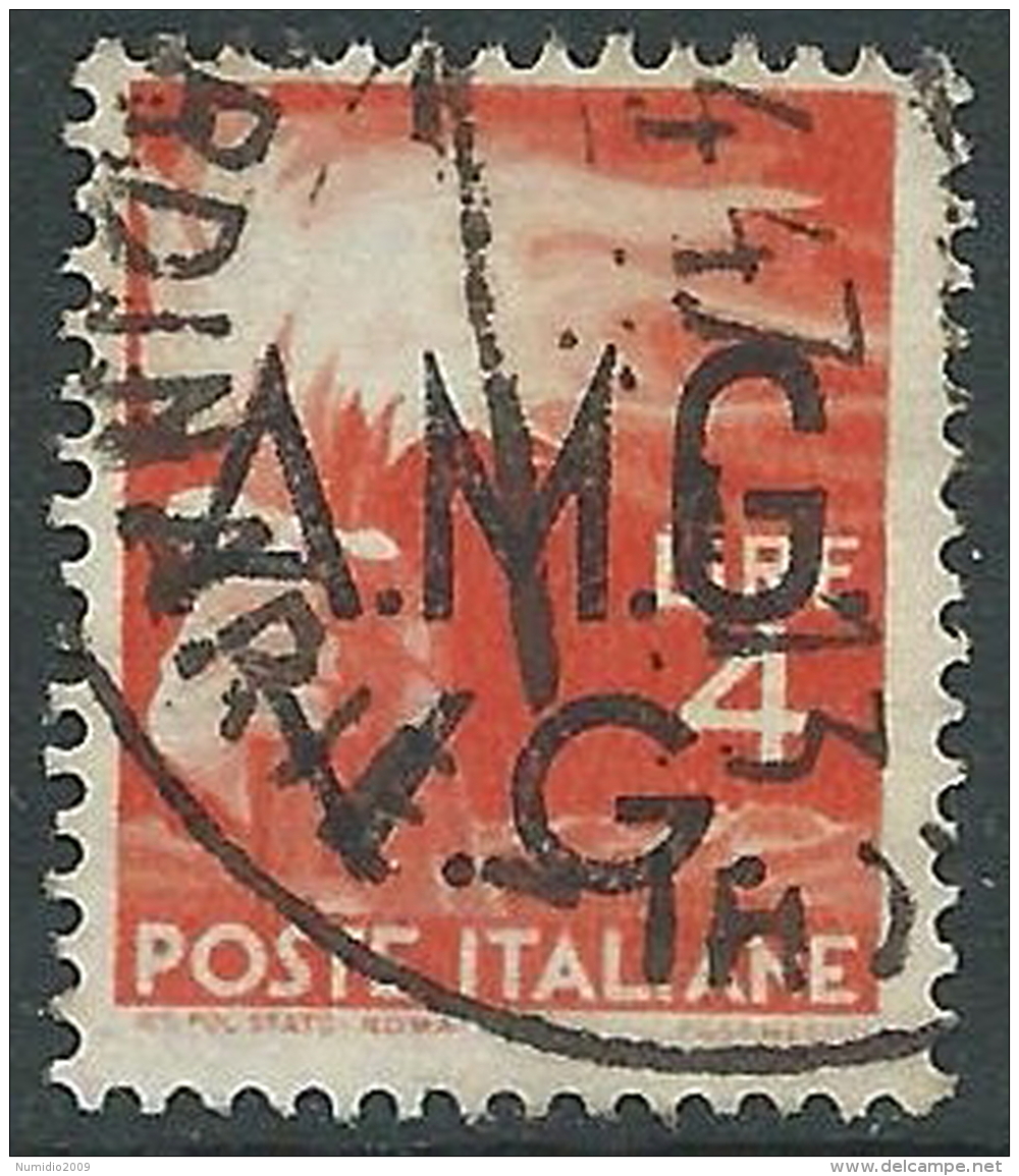 1945-47 TRIESTE AMG VG USATO DEMOCRATICA 4 LIRE - L12 - Oblitérés