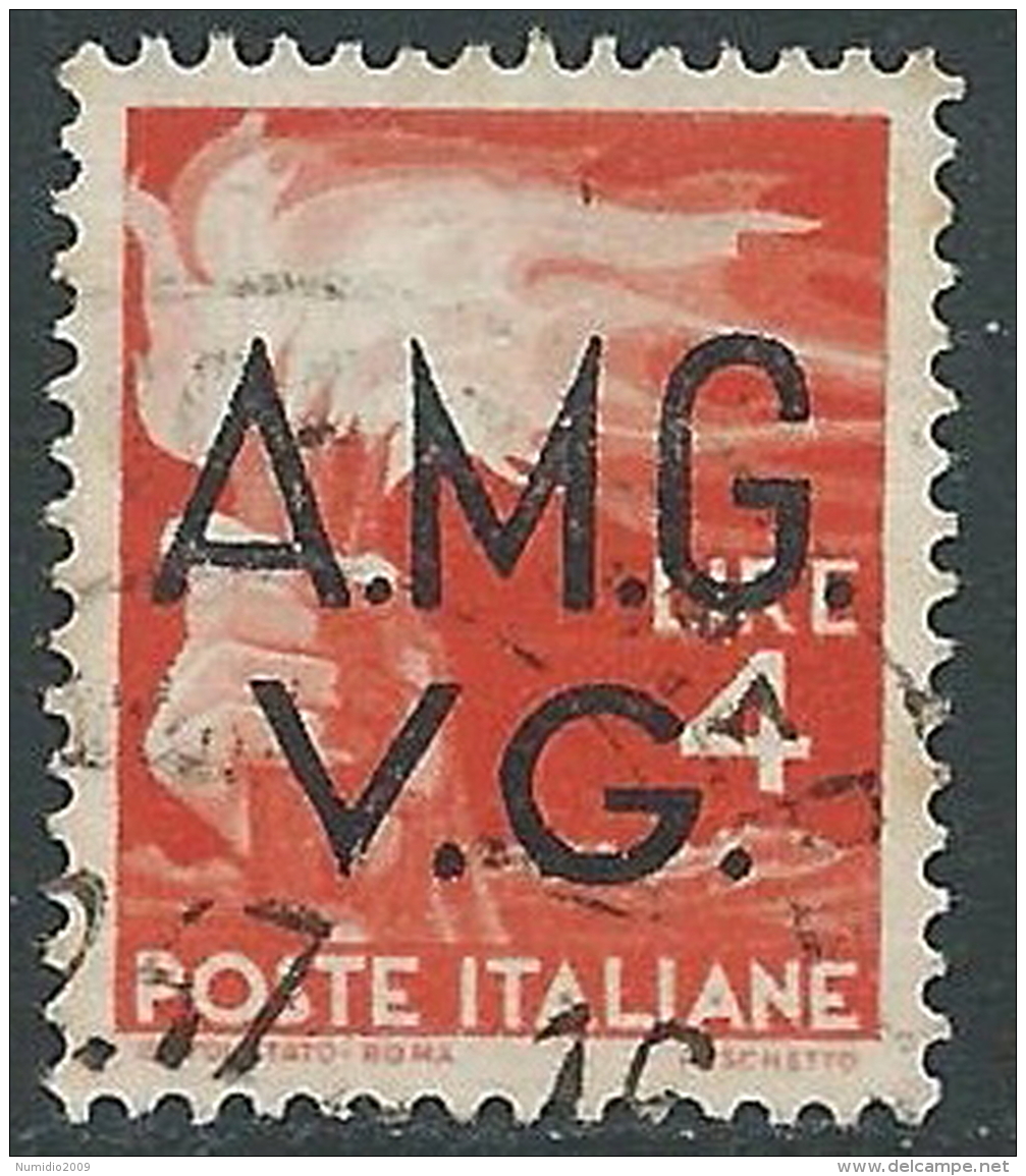 1945-47 TRIESTE AMG VG USATO DEMOCRATICA 4 LIRE - L18 - Oblitérés