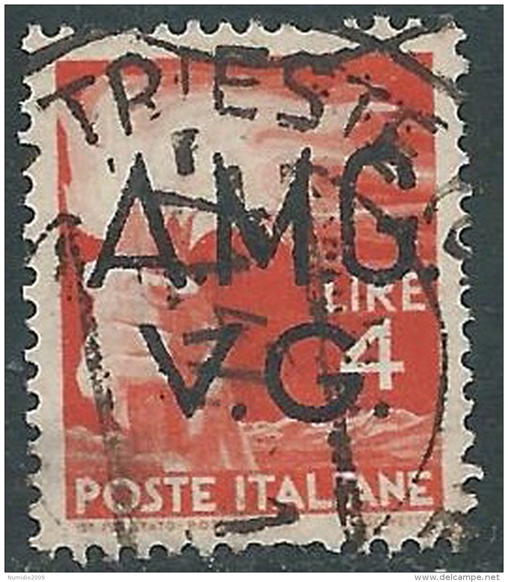 1945-47 TRIESTE AMG VG USATO DEMOCRATICA 4 LIRE - L25 - Used