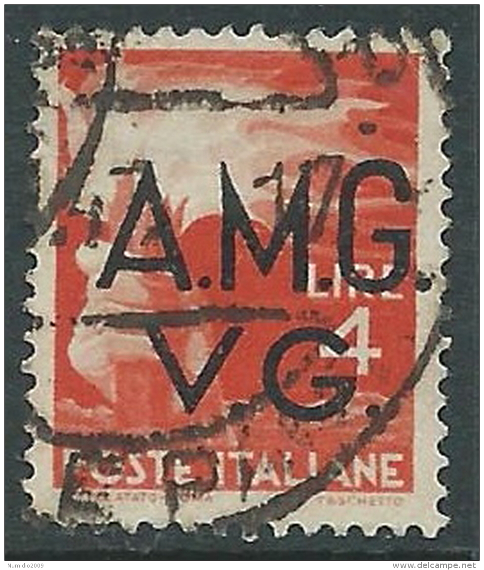 1945-47 TRIESTE AMG VG USATO DEMOCRATICA 4 LIRE - L30 - Oblitérés