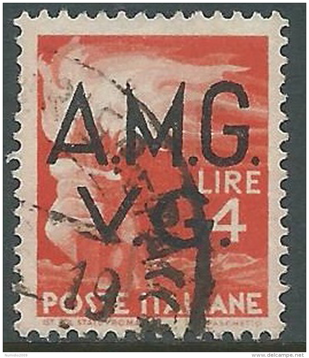 1945-47 TRIESTE AMG VG USATO DEMOCRATICA 4 LIRE - L39 - Oblitérés