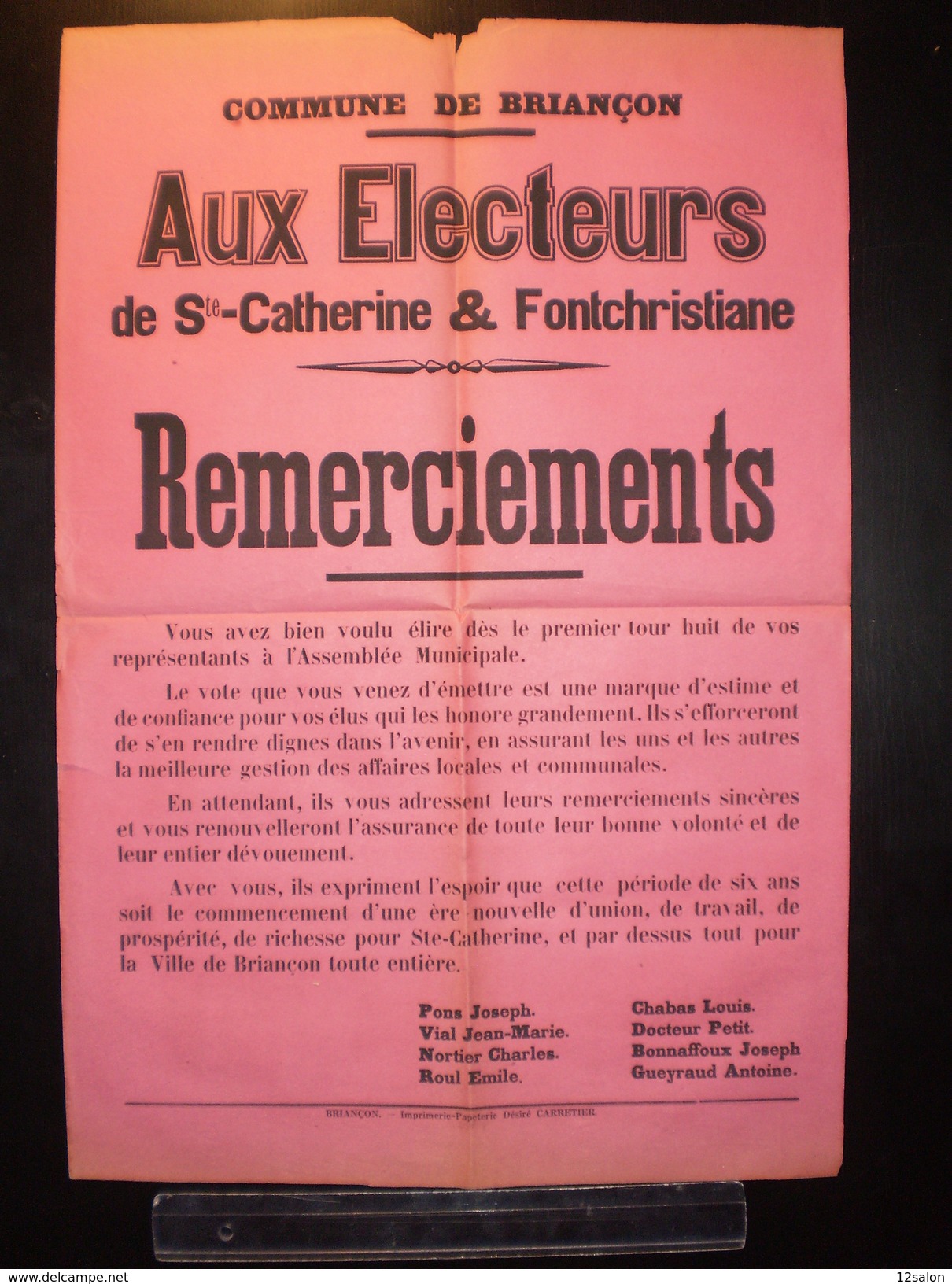 ELECTIONS AFFICHE  HAUTES ALPES SAINTE CATHERINE FONTCHRISTIANE 1900/1930 - Posters