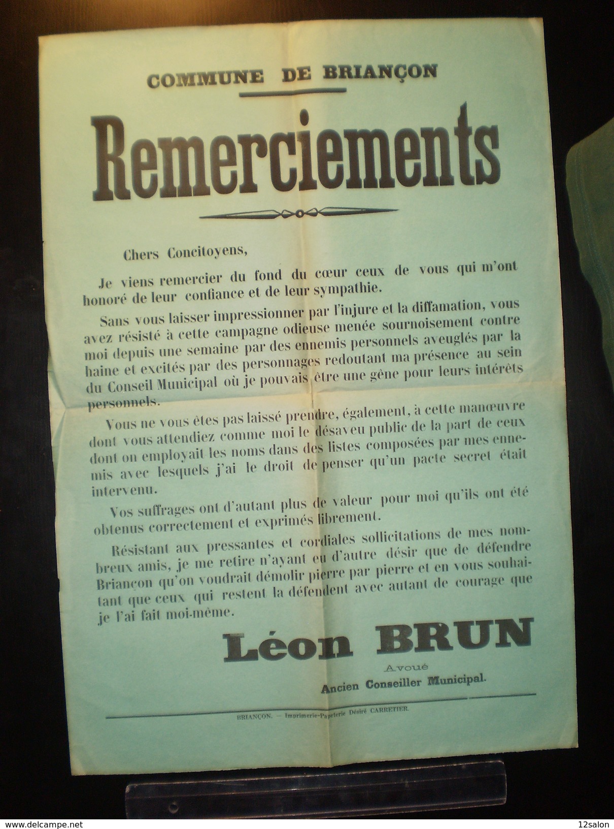 ELECTIONS AFFICHE  HAUTES ALPES BRIANCON 1900/1930 - Plakate