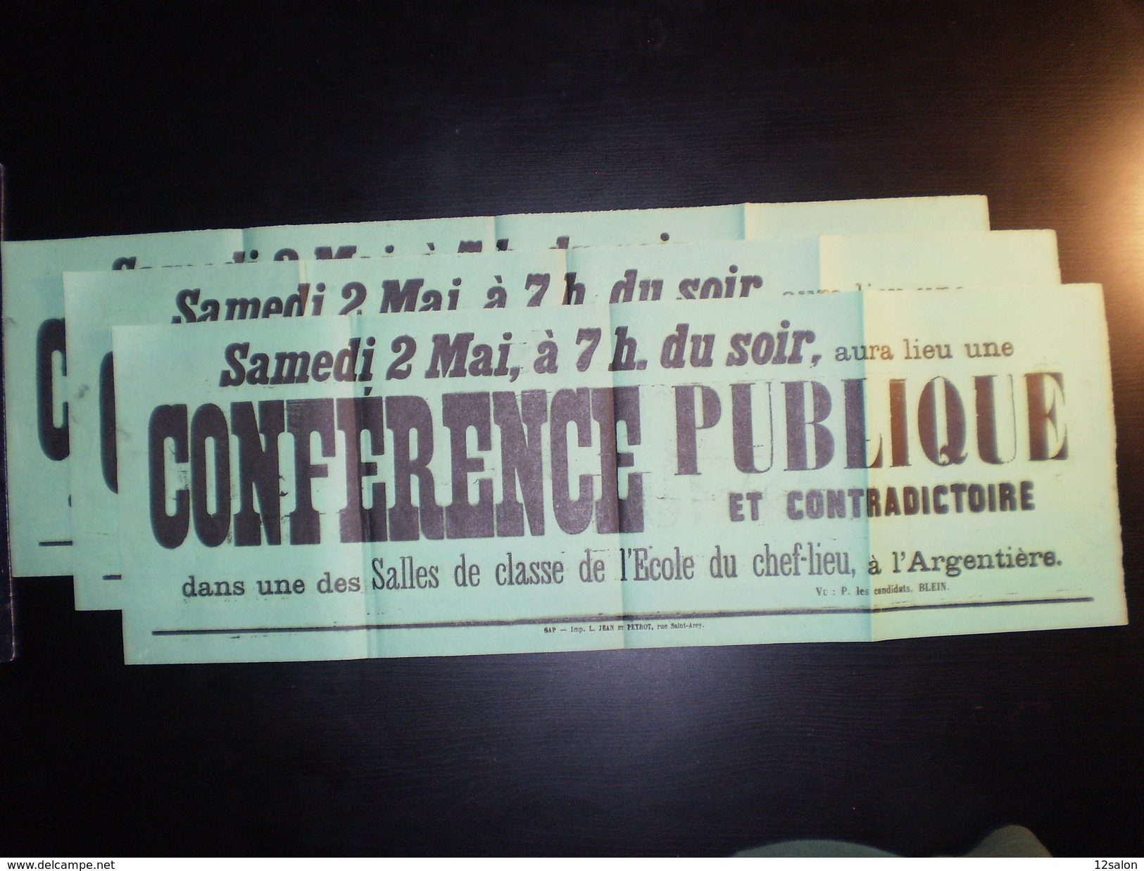 ELECTIONS AFFICHE  HAUTES ALPES ARGENTIERE 1900/1930 X3 - Plakate
