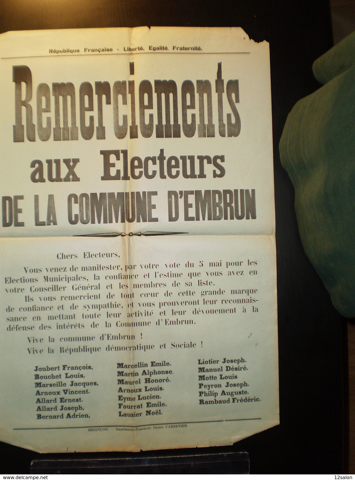 ELECTIONS AFFICHE  HAUTES ALPES EMBRUN 1900/1930 - Afiches