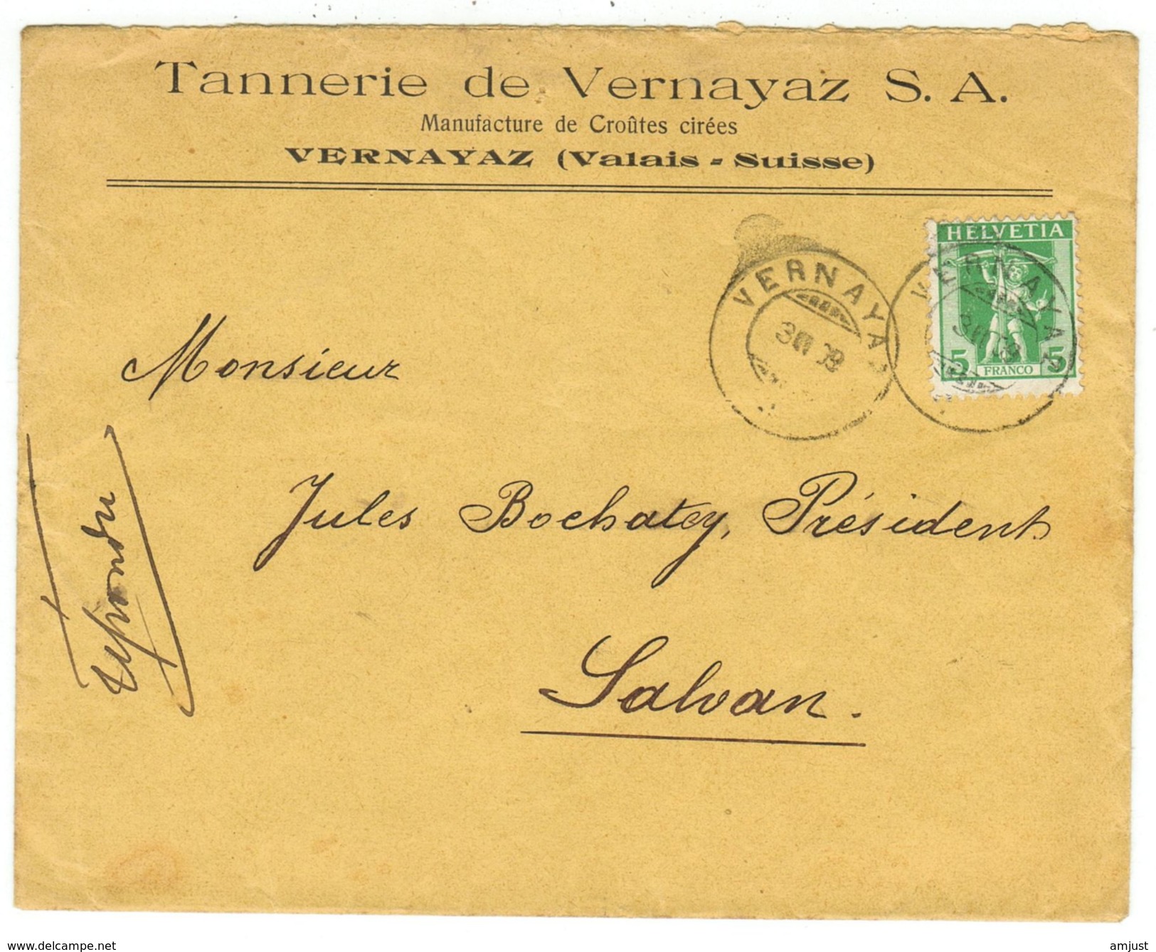 Suisse // Schweiz // Switzerland // Lettre Au Départ De Vernayaz Pour Salvan - Lettres & Documents