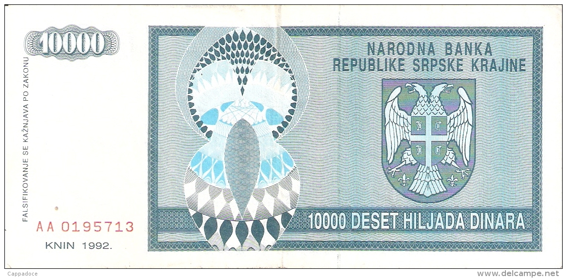 CROATIE   10,000 Dinara   1993   P. R7a - Croatie