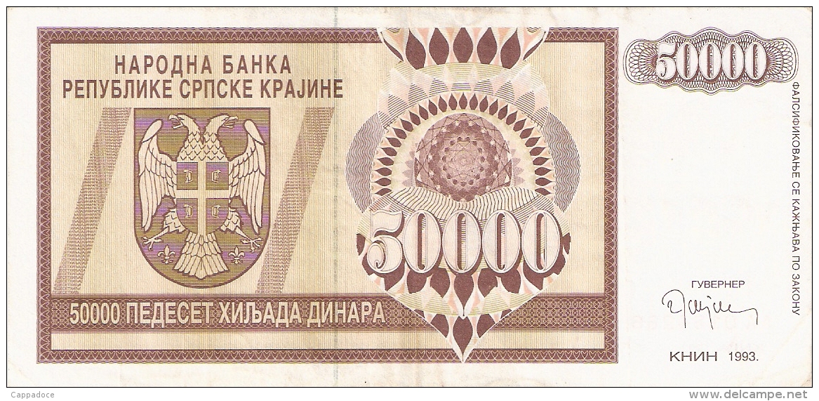 CROATIE   50,000 Dinara   1993   P. R8a - Croatie