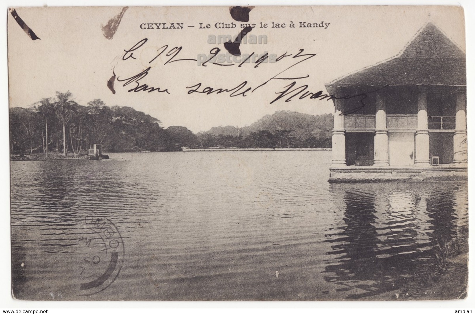 CEYLON SRI LANKA, Lake Club At Kandy C1907 UDB Vintage Postcard - CEYLAN - Sri Lanka (Ceylon)