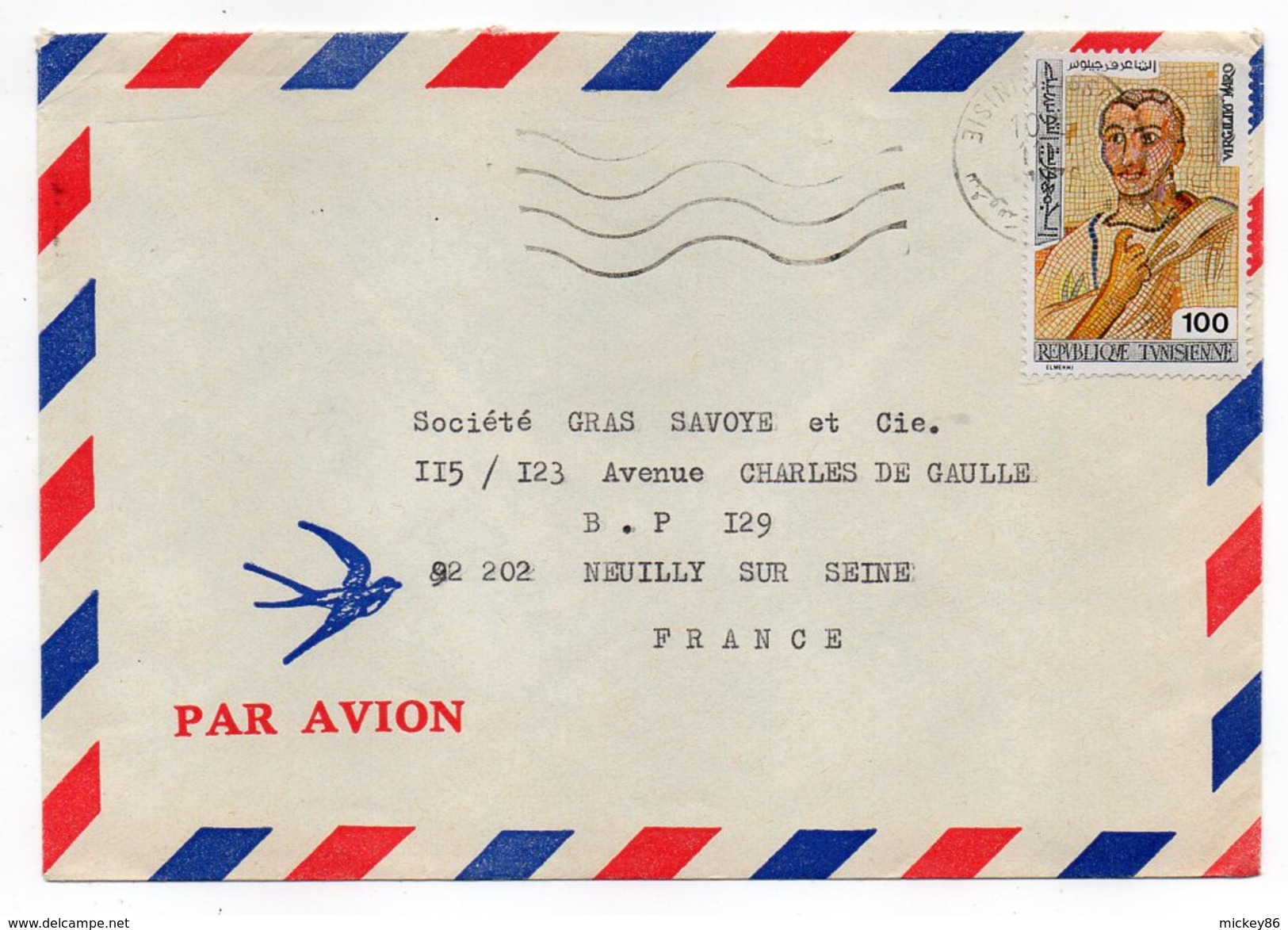 Tunisie--Lettre De SOUSSE Pour NEUILLY/SEINE-92(France)--timbre Seul Sur Lettre - Tunisie (1956-...)