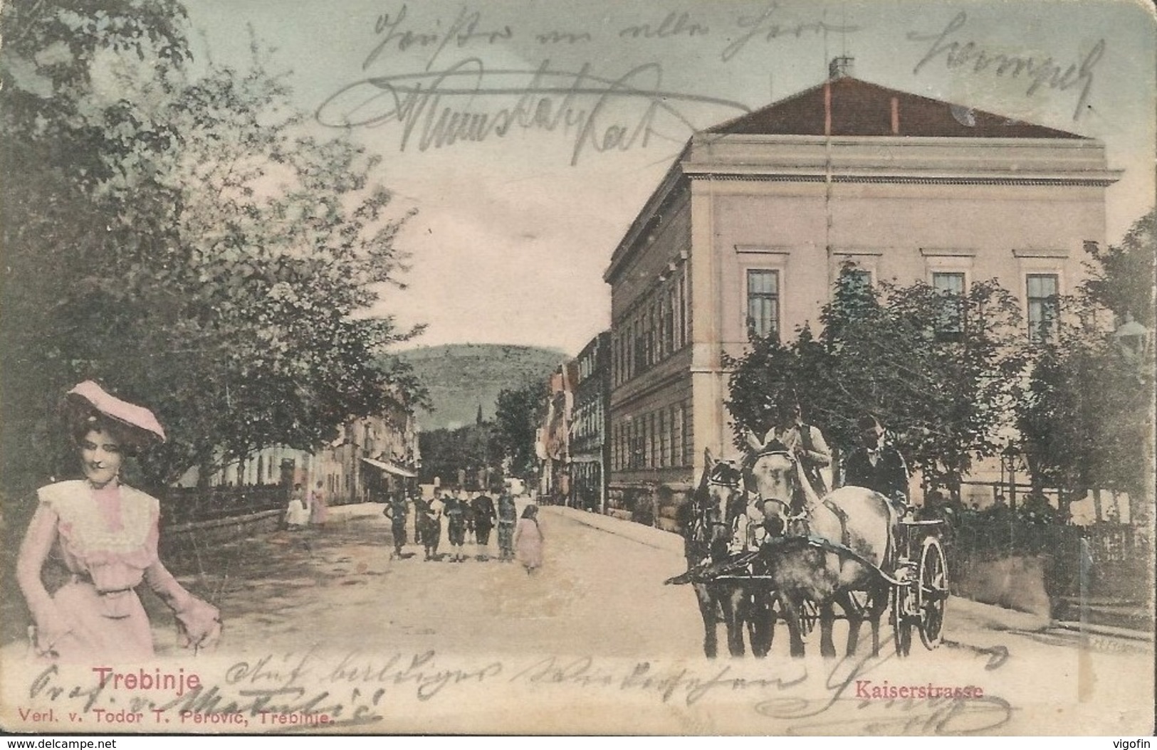 TREBINJE KEISERSTRASSE BOSNA AND HERZEGOWINA, PC, Circulated 1910 - Bosnien-Herzegowina