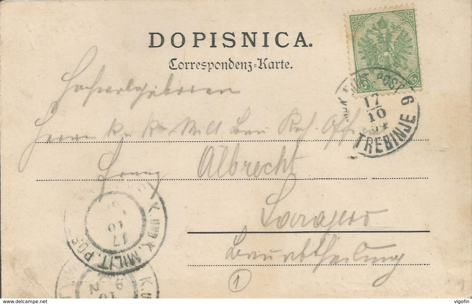 TREBINJE KEISERSTRASSE BOSNA AND HERZEGOWINA, PC, Circulated 1910 - Bosnien-Herzegowina