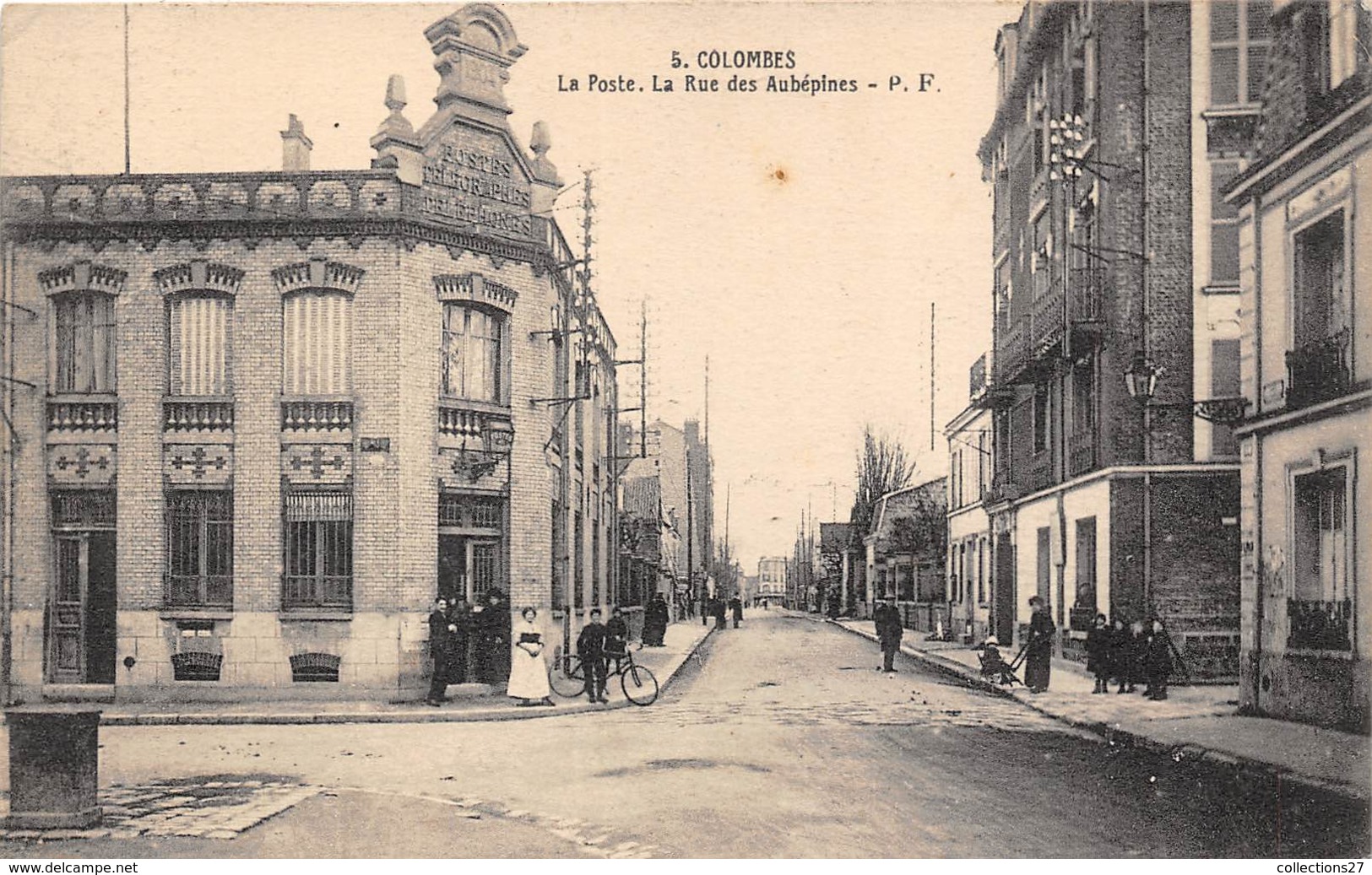 92-COLOMBES- LA POSTE , LA RUE DES AUBEPINES - Colombes