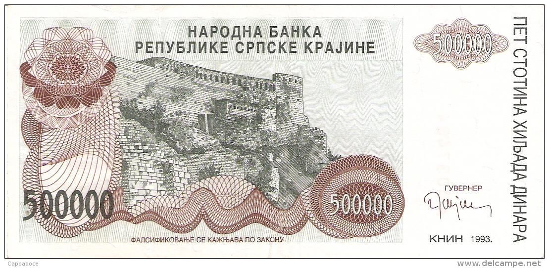 CROATIE   500,000 Dinara   1993   P. R 23a   SUP - Croatie