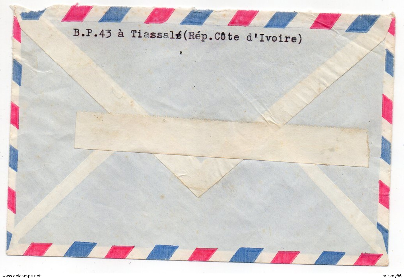 Côte D'Ivoire  --lettre De TIASSALE Pour PARIS (France) --timbre (fleur) Seul Sur Lettre--cachet - Côte D'Ivoire (1960-...)
