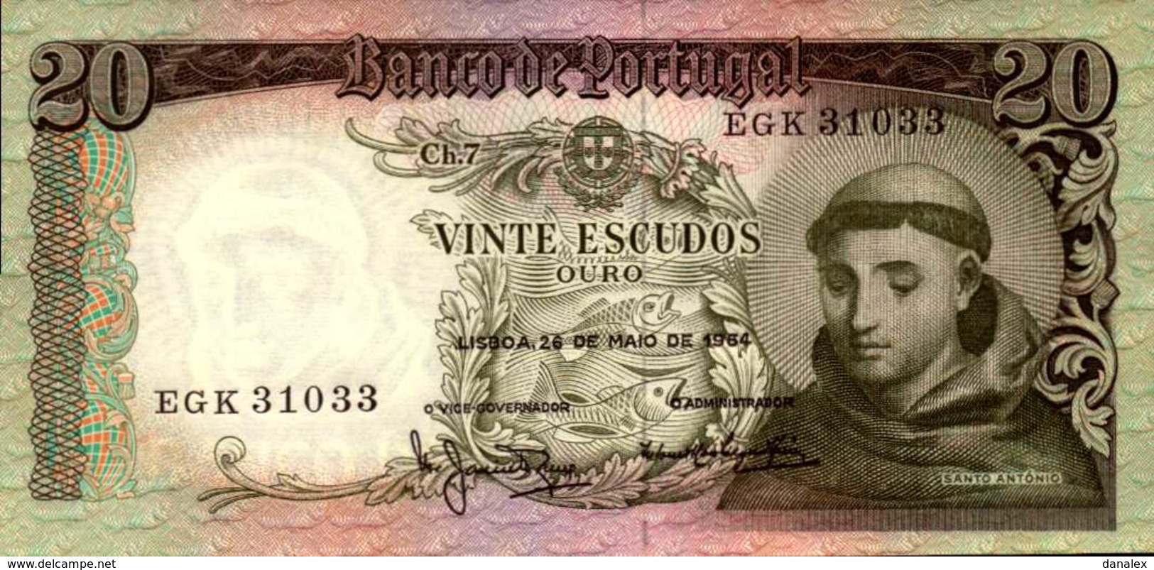 PORTUGAL 20 ESCUDOS  Du 26-5-1964  Pick 167a  UNC/NEUF - Portugal