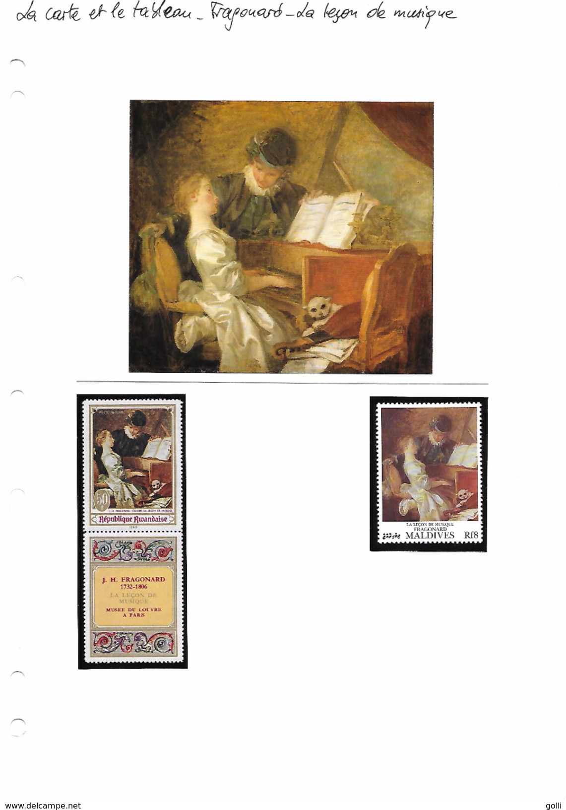 La Carte Et Le Tableau - Fragonard - La Leçon De Musique - Other & Unclassified