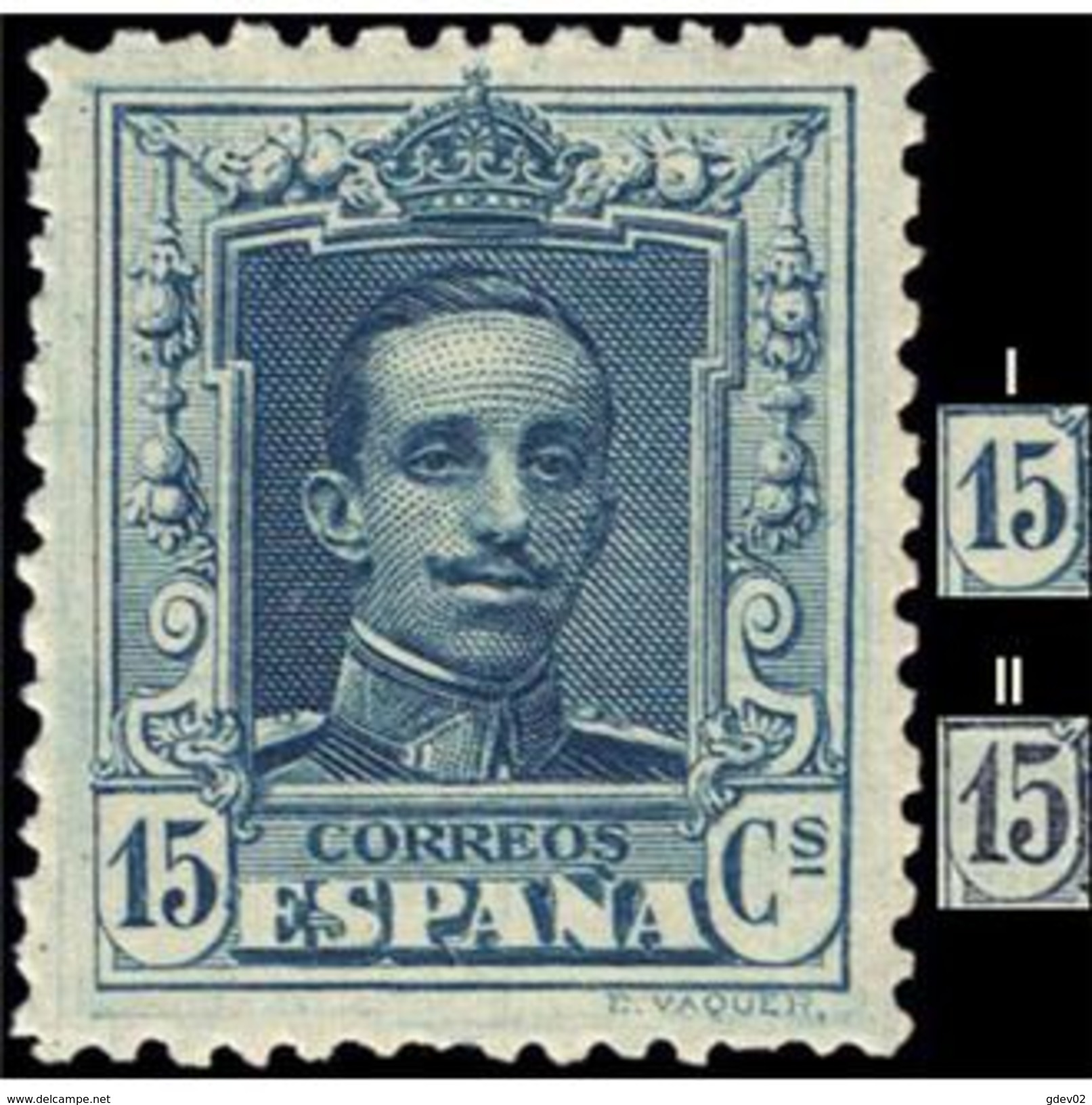 ES315SACF-LFT315STCFR.España.Spain. Espagne.REY ALFONSO Xlll.VAQUER .1922/30.(Ed 315*)  Con  Charnela - Familias Reales