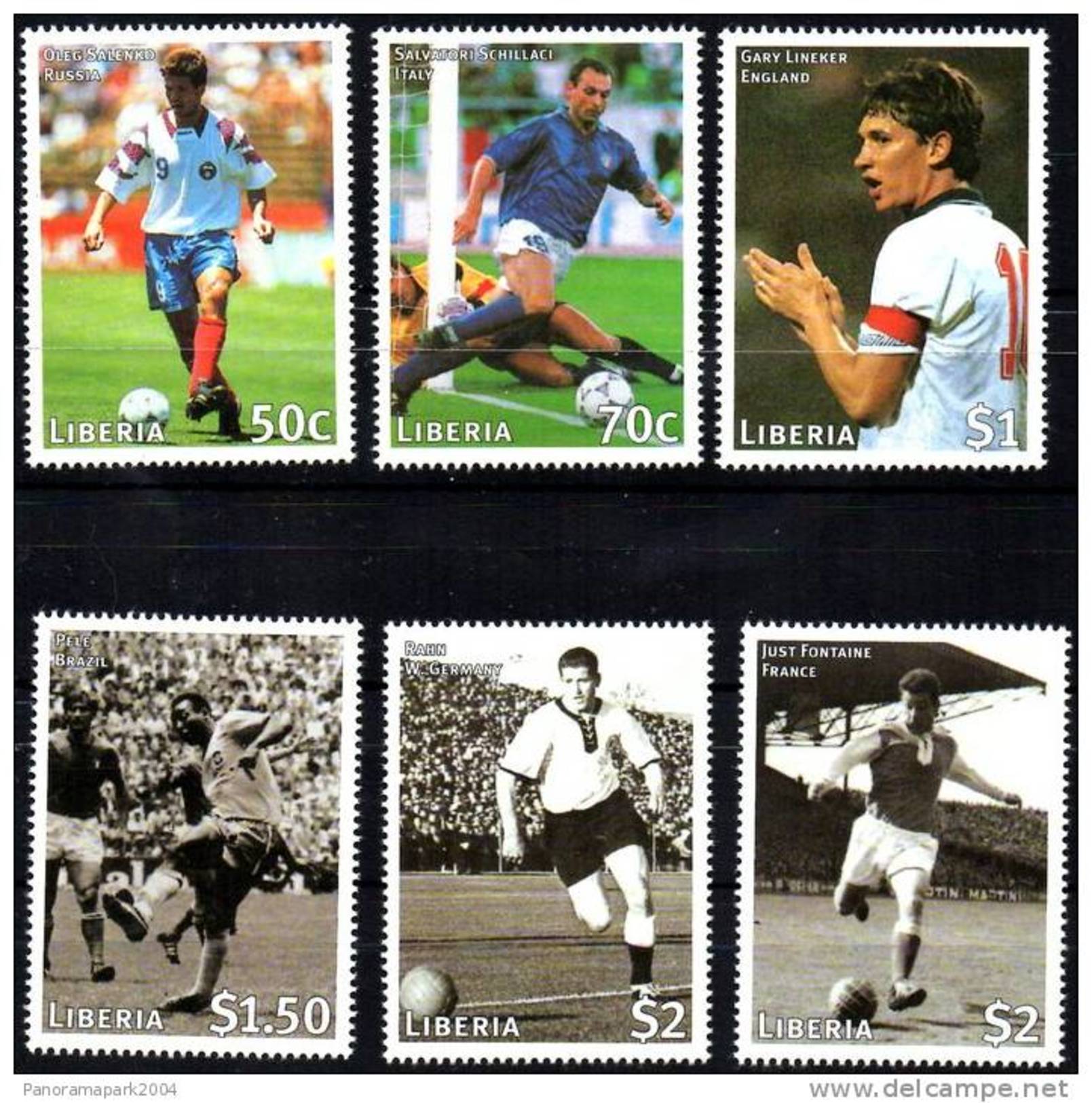 LIBERIA 1998 FOOTBALL SOCCER FUSSBALL WORLD CUP COUPE DU MONDE WM FRANCE ´98 SERIE 6 TIMBRES Mi. 1949-54 Yvert 1531-36 - 1998 – Frankreich