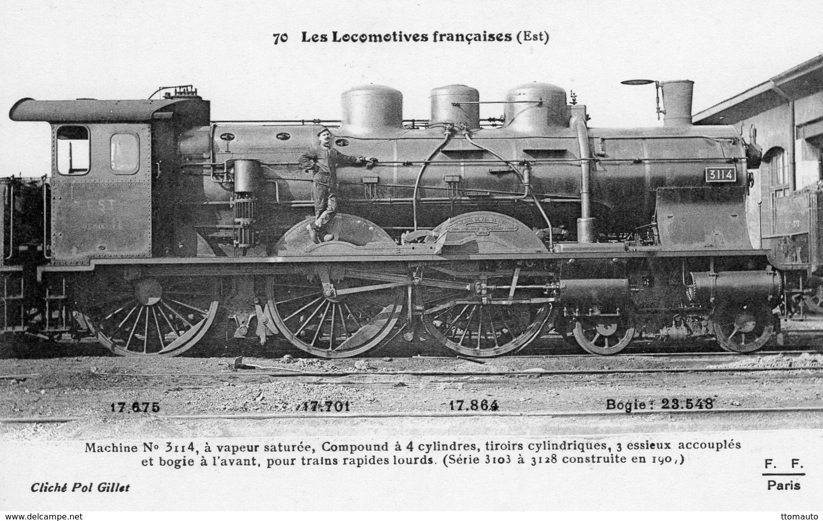 Les Locomotives Francaises (Est)  -  Machine No 3114  -  à Vapeur Saturée  -  Fleury CPA - Trains