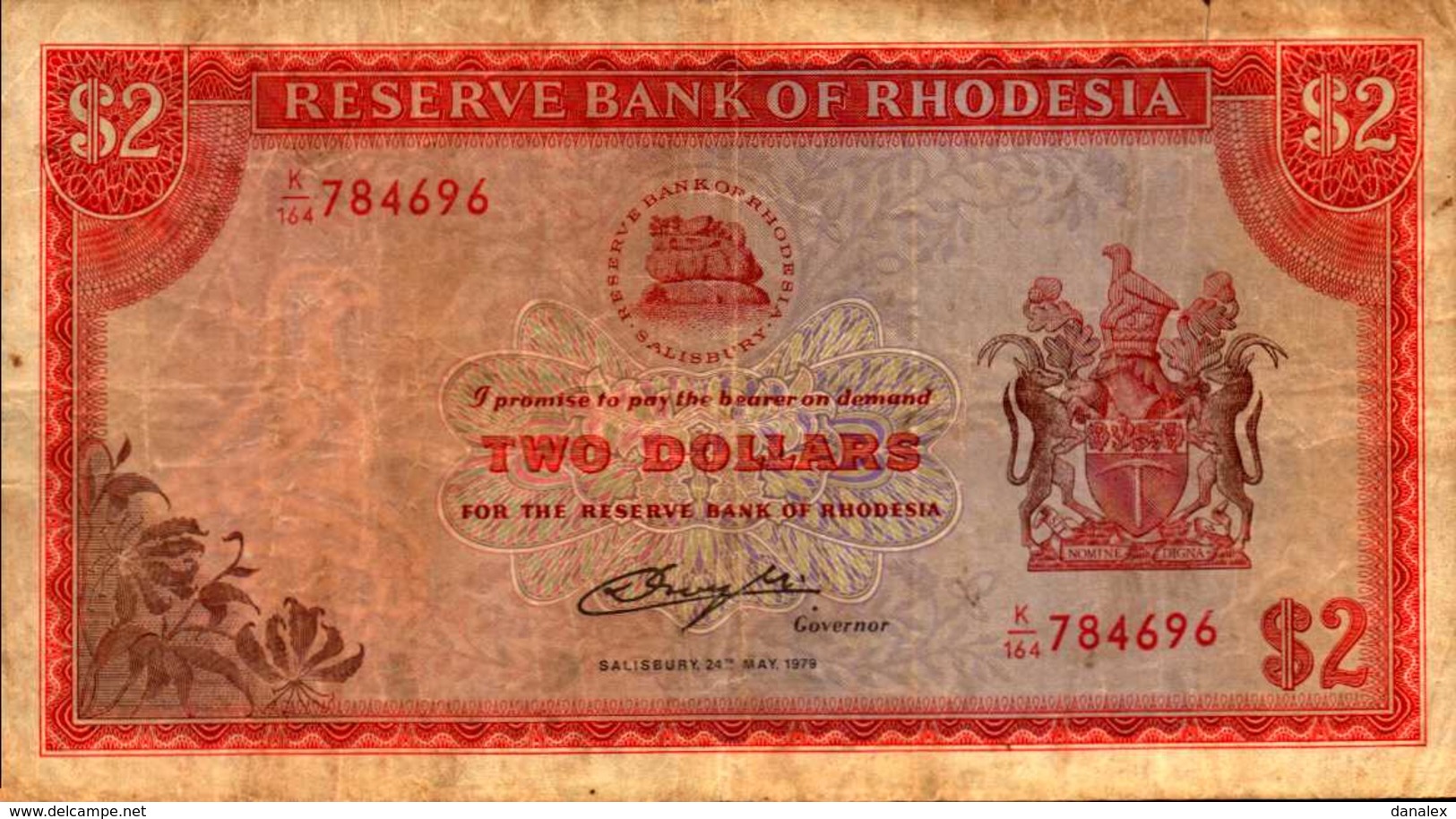 RHODESIE  2 DOLLARS  Du 24-5-1979  Pick 31d   RARE - Rhodésie