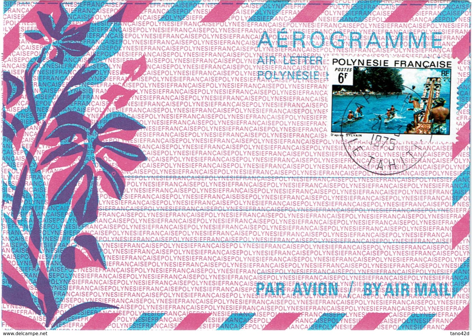 REF BR39 - POLYNESIE FRANCAISE - AEROGRAMME N°1 20F AVEC TPM 6F OBL. - Aerogramme