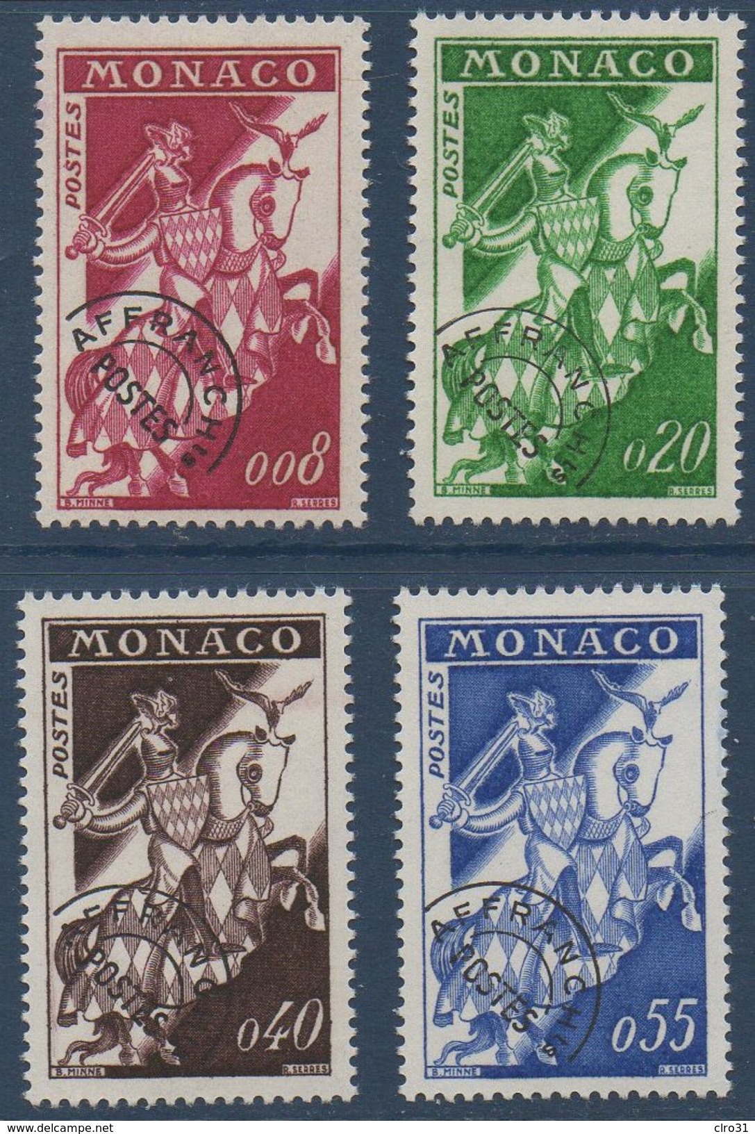 MONACO 1960  Préoblitérés "cavalier"  4 Val N°  YT Préo 19-22  ** MNH - VorausGebrauchte