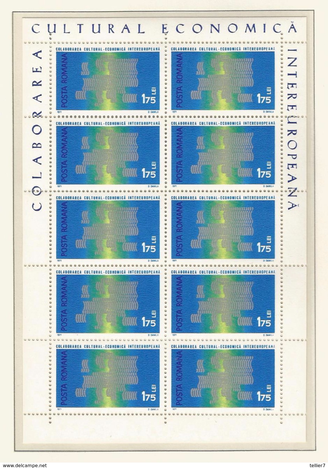 ROUMANIE - FEUILLE TIMBRES NEUFS** N° 2603 - 1971 - COLLABORATION EUROPEENNE - COTE 2003 / 27.50 &euro; - VOIR SCAN - Feuilles Complètes Et Multiples