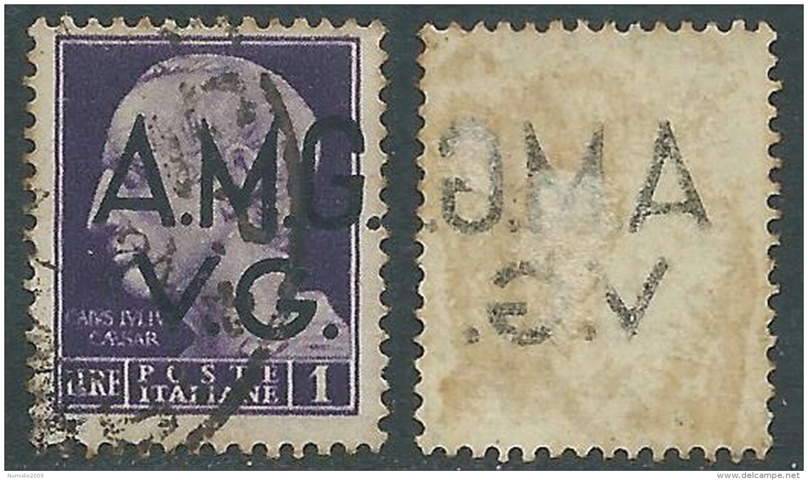 1945-47 TRIESTE AMG VG USATO IMPERIALE 1 LIRA DECALCO - L30 - Usados