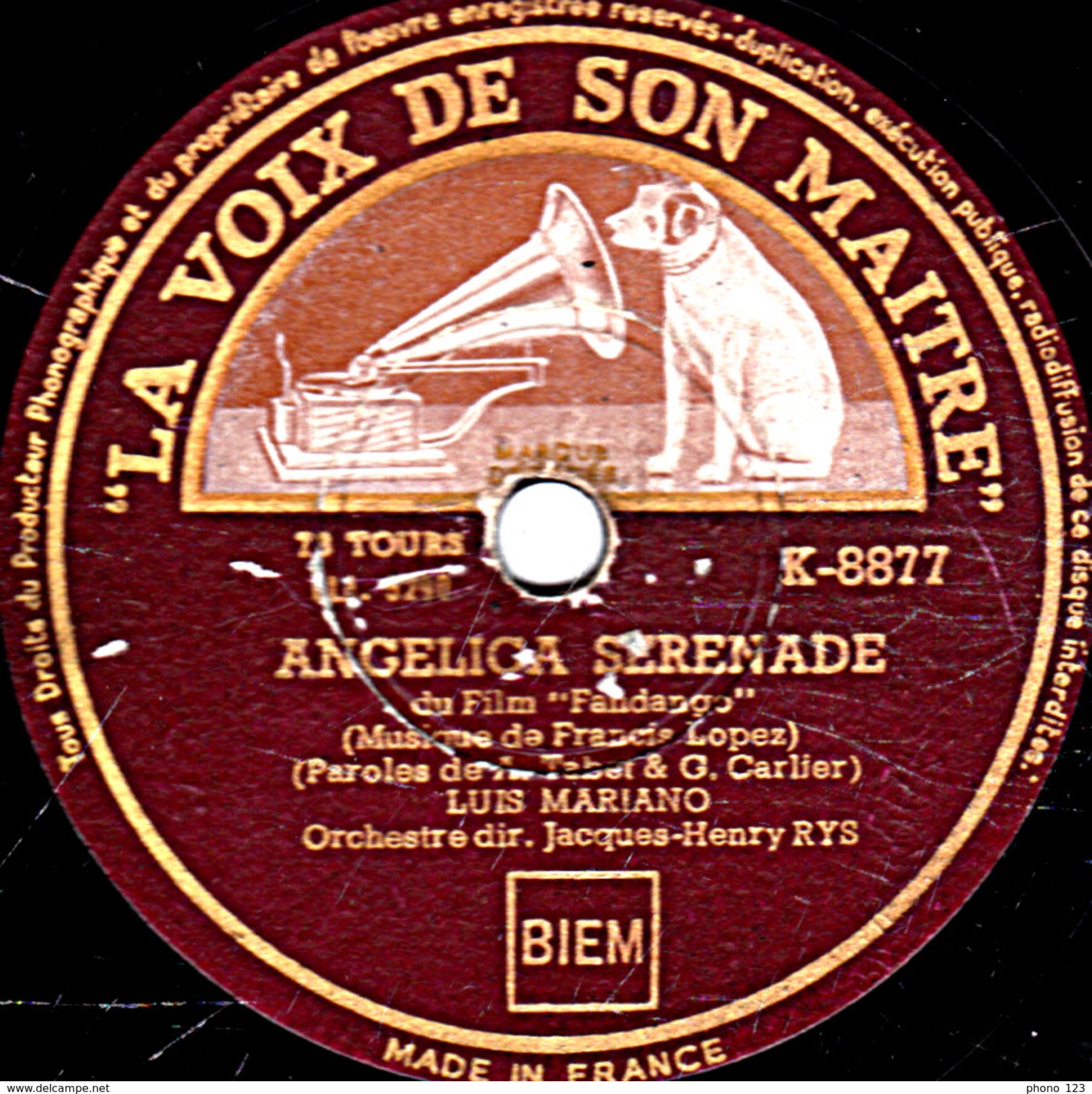 78 T - 25 Cm.- état B - LUIS MARIANO - FANDANGO - ANGELICA SERENADE - 78 G - Dischi Per Fonografi